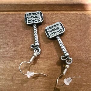 THOR HAMMER tribute dangle earrings pewter color NWT